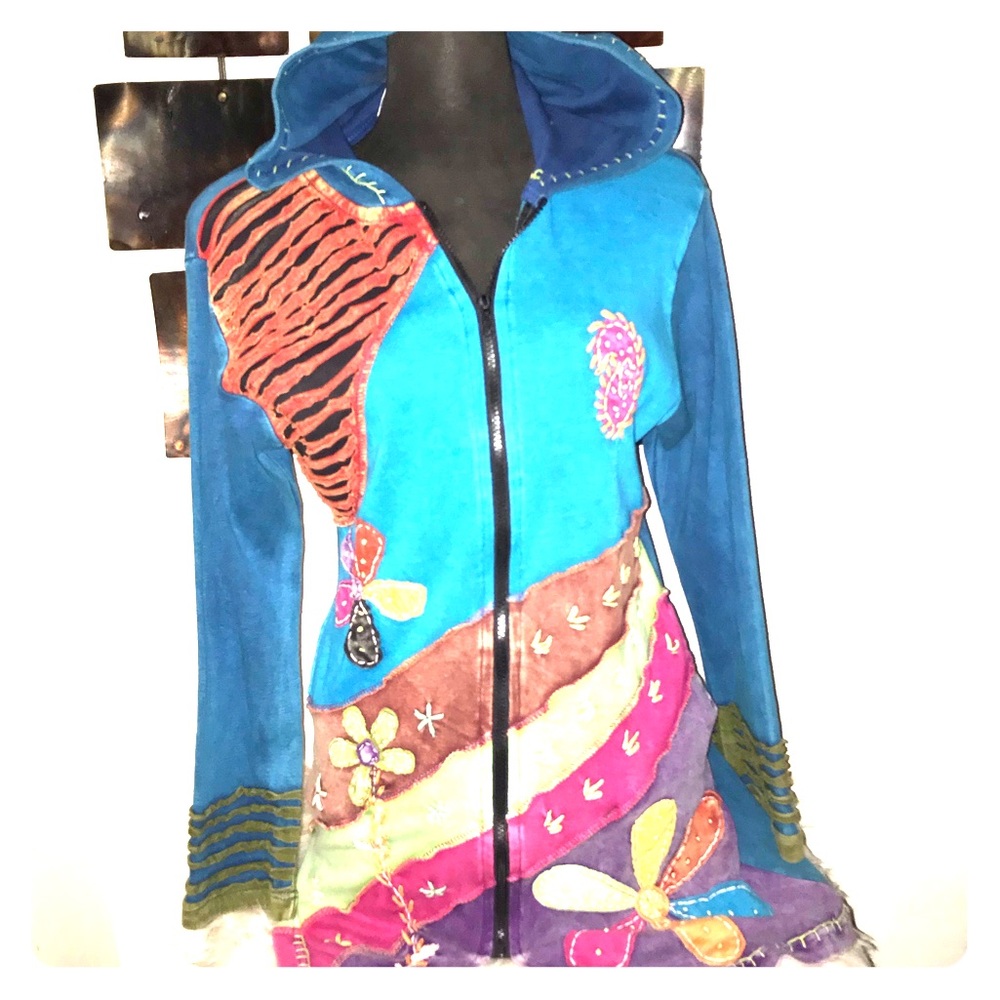 Women’s bohemian hippie style zipper hoodie